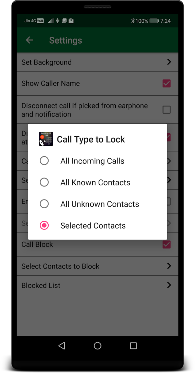 تطبيق Incoming Call Lock