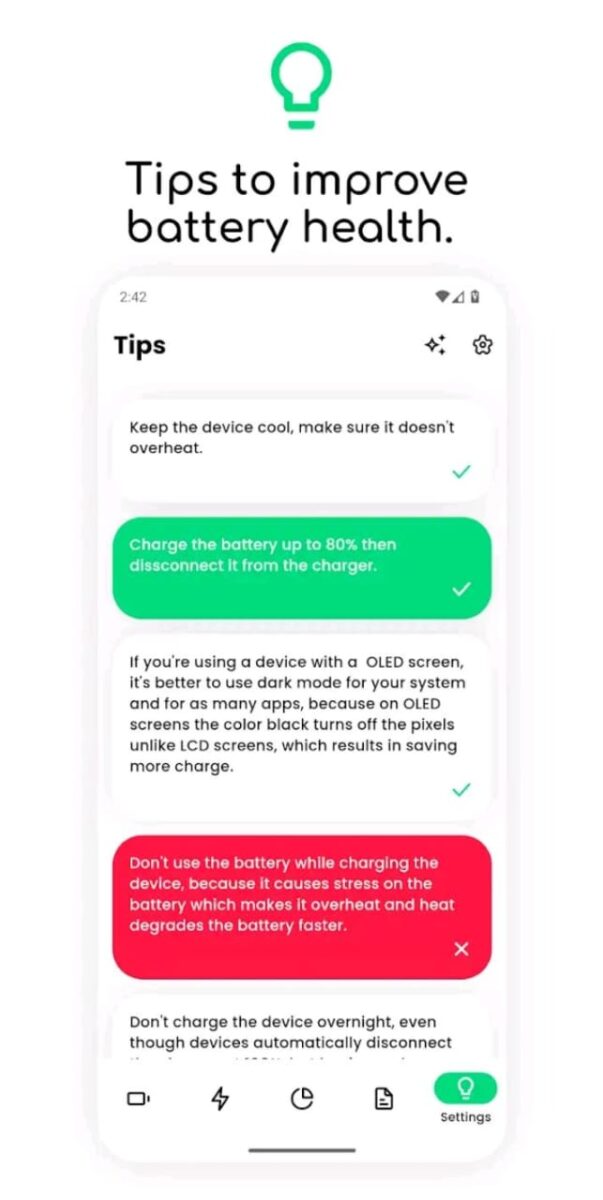 تطبيق Electron: battery health info