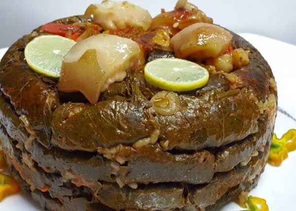 طاجن ورق العنب بالكوارع