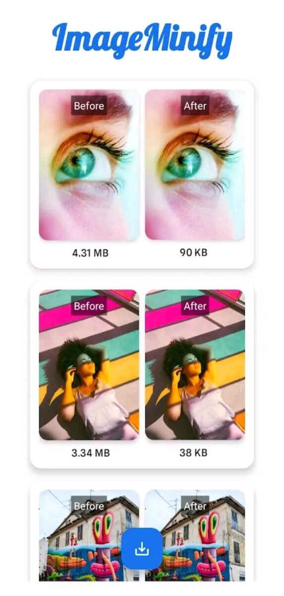 تطبيق imagaMinify: From MB to KB