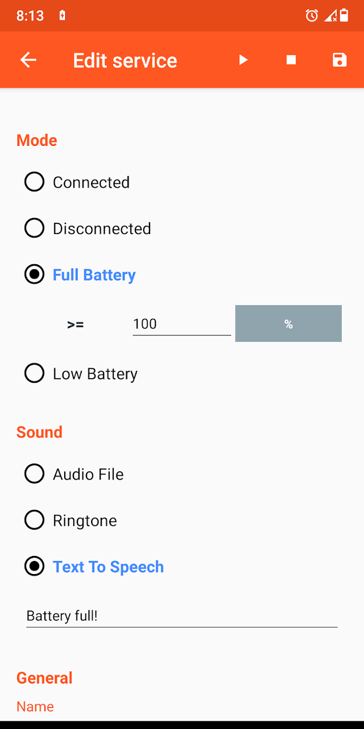 تطبيق Battery Sound Notification