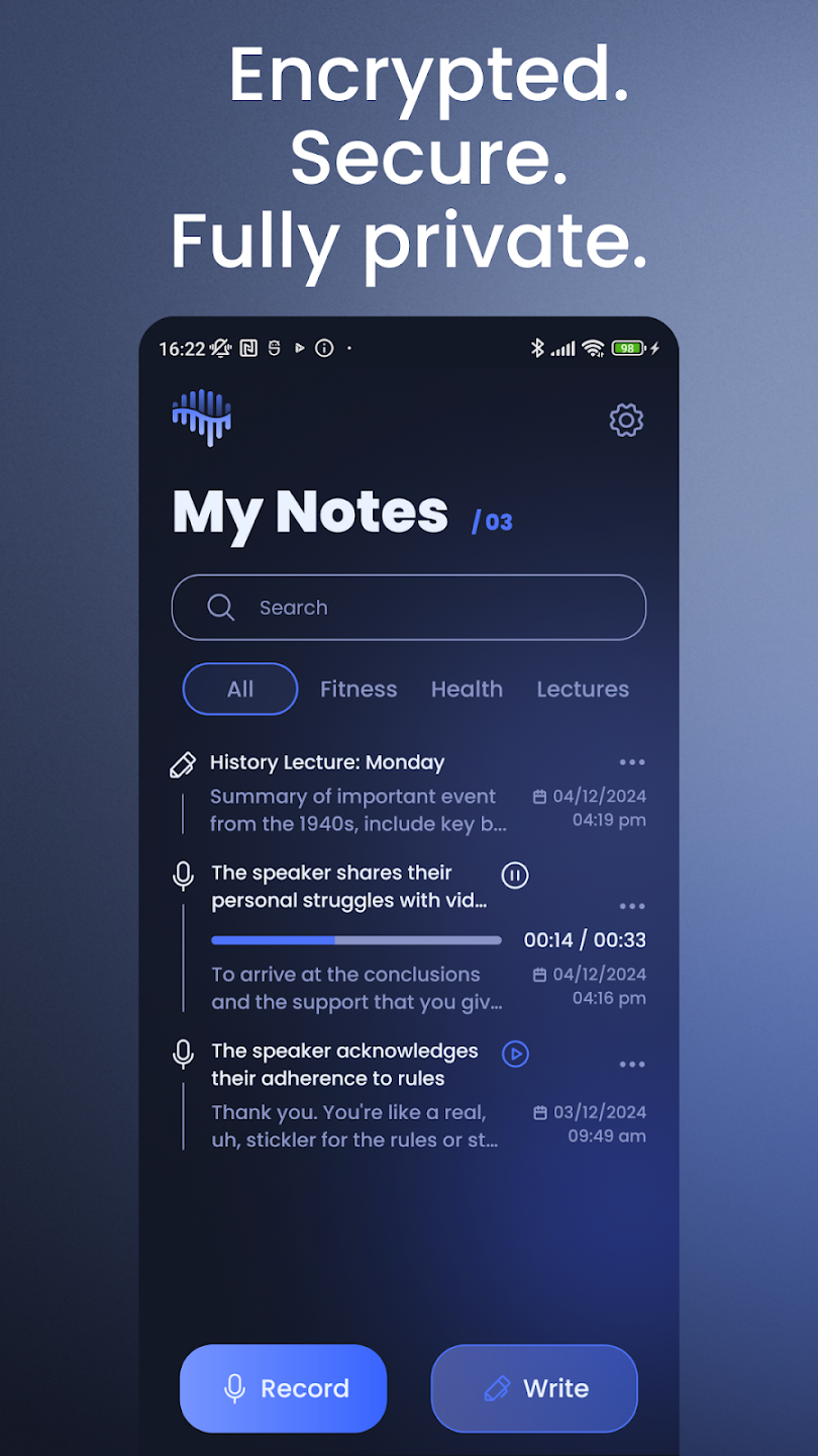 تطبيق Braindump: Voice Memos & Notes