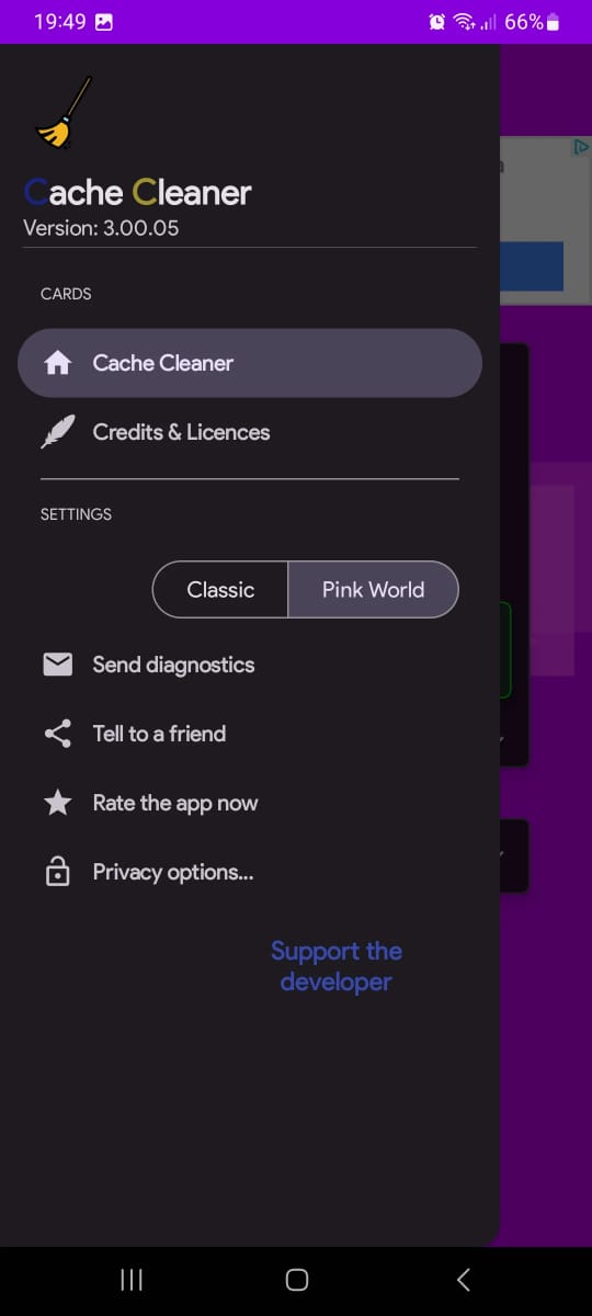 تطبيق Cache Cleaner