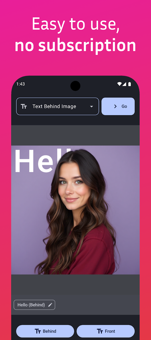 تطبيق Text Behind Image Editor