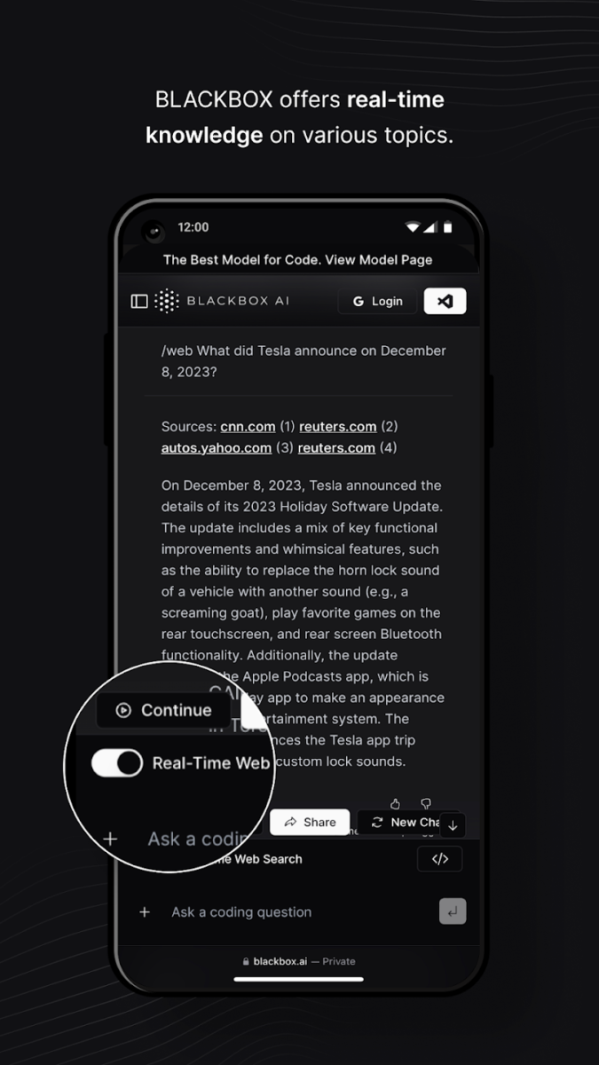 تطبيق Blackbox AI Code Chat
