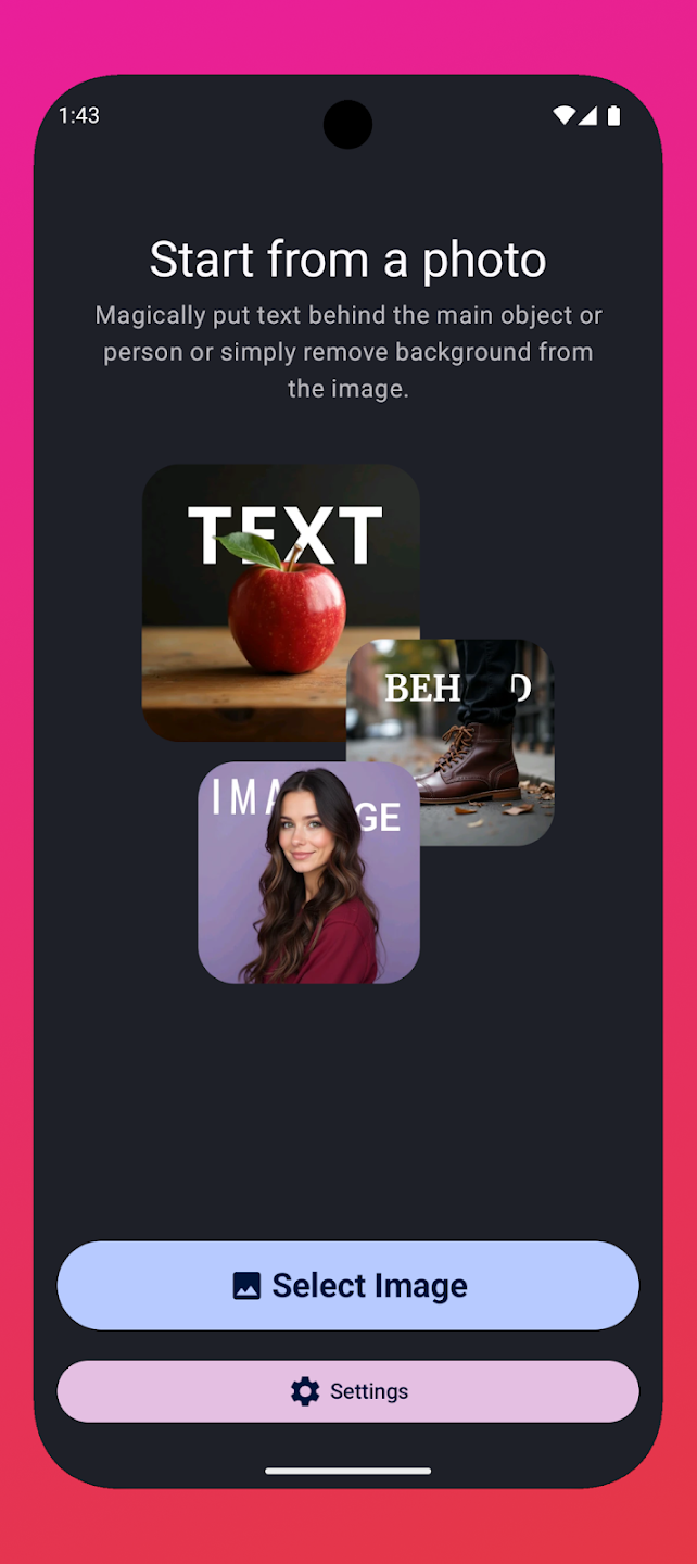 تطبيق Text Behind Image Editor