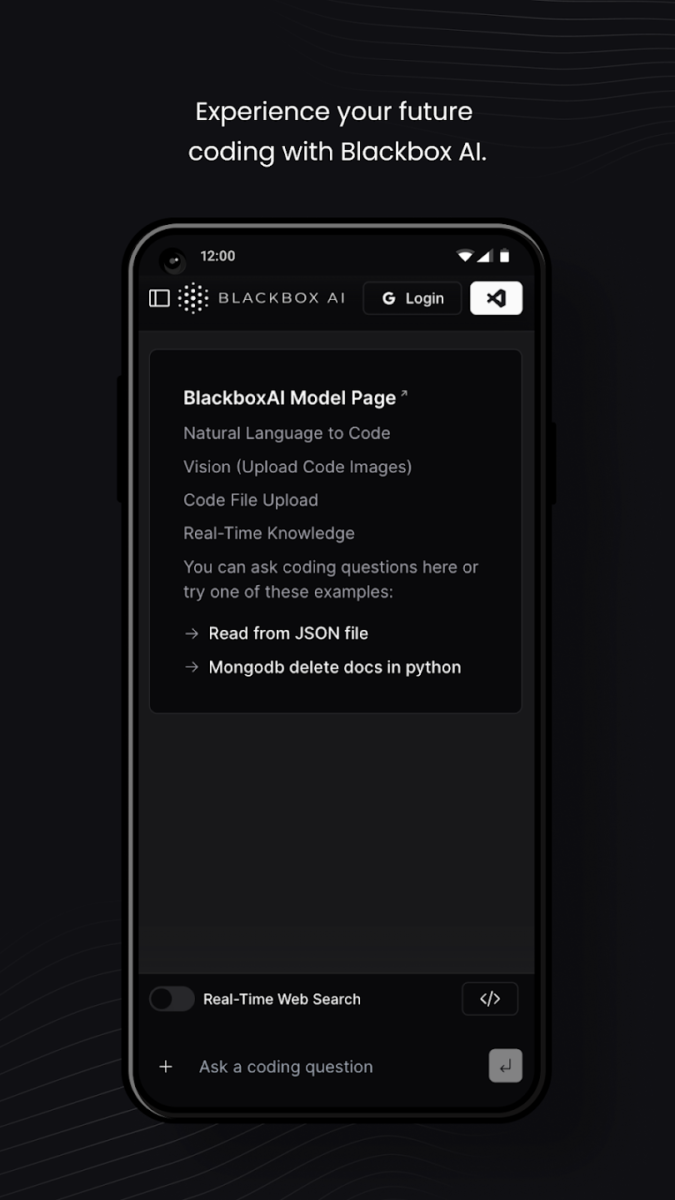 تطبيق Blackbox AI Code Chat