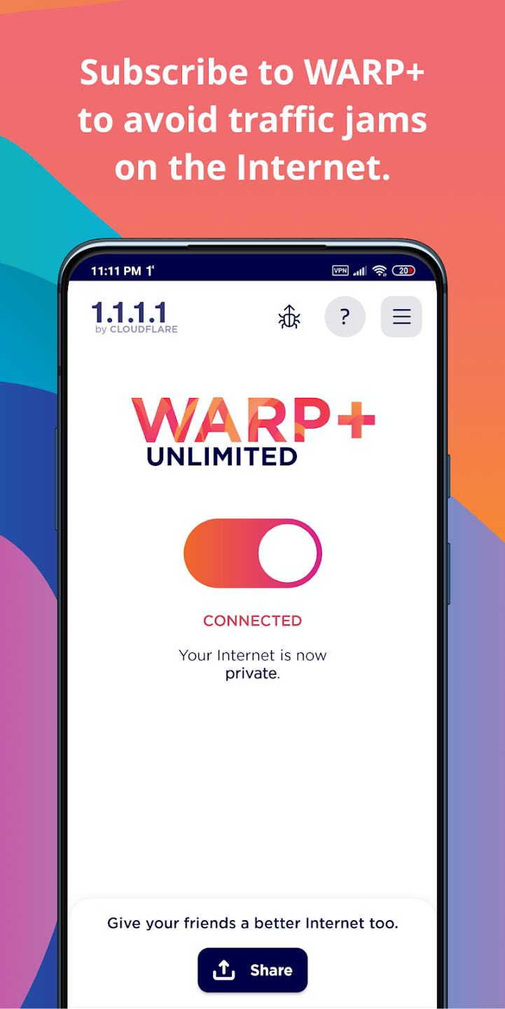 تطبيق 1.1.1.1 + WARP: Safer Internet